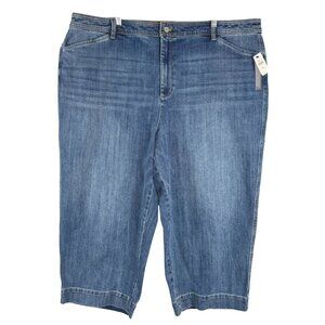 Talbots Wide Leg Crop Jeans 24W Blue High Waist Cotton Blend NWT PT-2649